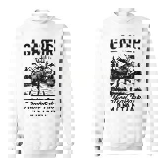 Glacier National Park Montana Vintage Style Moose Graphic Sweatshirt Unisex | Mazezy