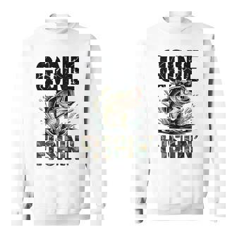 Gone Fishing Camo Bass Fish Old School Fishing Humor Sweatshirt Unisex | Mazezy