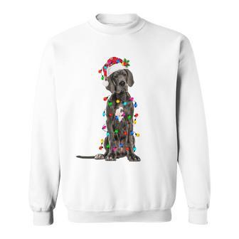 Great Dane Christmas Santa Hat Fairy Lights Pajama Dog Lover Sweatshirt - Thegiftio UK