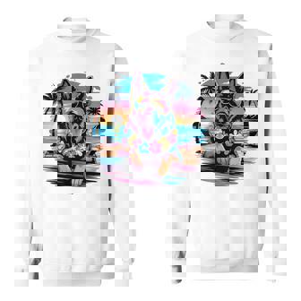 Hawaiian German Shepherd Dog Colorful Tropical Beach Summer Sweatshirt | Seseable FR