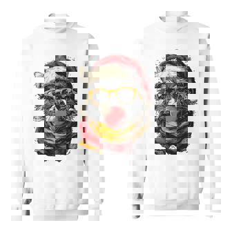 Hipster Raccoon Santa Hat Sunglasses Bubble Gum Christmas Sweatshirt - Thegiftio