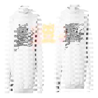 Kawaii Gaming Gamer Cat Boba Tea Cat Bubble Tea Ramen Cats Sweatshirt | Mazezy