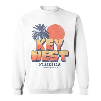 Key West Florida Retro Sunset Palm Tree Vintage Vacation Sweatshirt - Monsterry