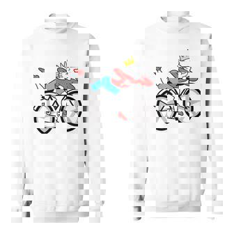 King On Bike Lazy Cyclist Cartoon Illustration Sweatshirt Unisex | Mazezy