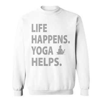 Life Happens Yoga Helps Small Grey Sweatshirt - Thegiftio UK