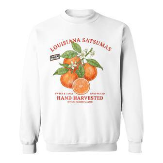 Louisiana Satsumas Retro Fruit Label State Fruit Distressed Tank Top Sweatshirt Unisex | Mazezy