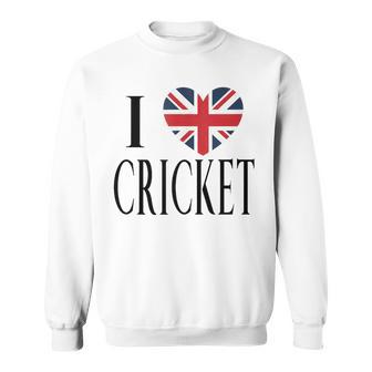 I Love Cricket British Flag Heart Text Tank Top Sweatshirt Unisex | Mazezy