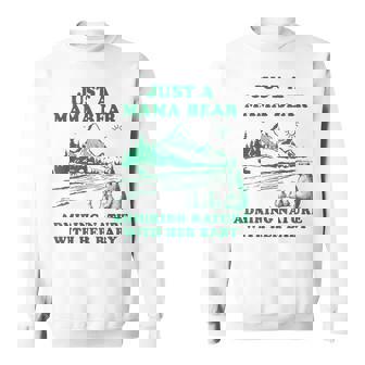 Mama Bear Admiring Nature With Her Baby Hiking Mom Wildlife Sweatshirt Unisex | Mazezy