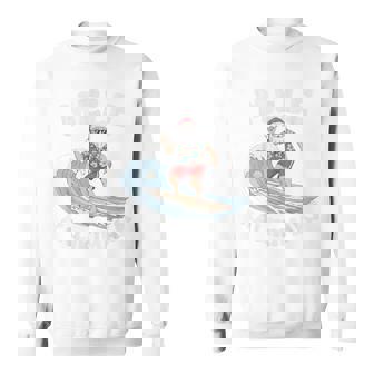 Mele Kalikimaka Christmas Hawaii Surfing Santa Sweatshirt - Monsterry