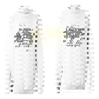 Merry And Christmas Bright Camouflage Reindeer Xmas Pajamas Sweatshirt - Thegiftio