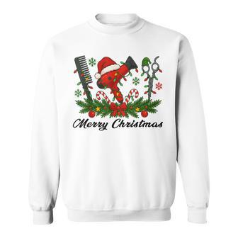 Merry Christmas Hairstylist Hairdresser Xmas Hair Tools Sweatshirt - Thegiftio UK