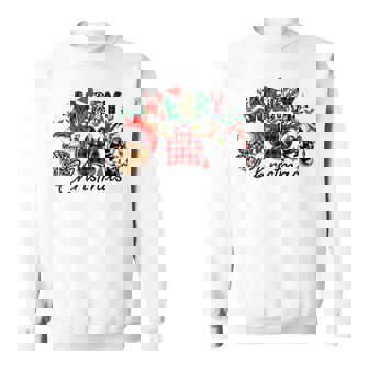 Merry Christmas Leopard Plaid Paw Print Sweatshirt | Mazezy