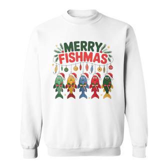 Merry Fishmas Fishing For Fishermen Christmas Fish Sweatshirt - Thegiftio UK