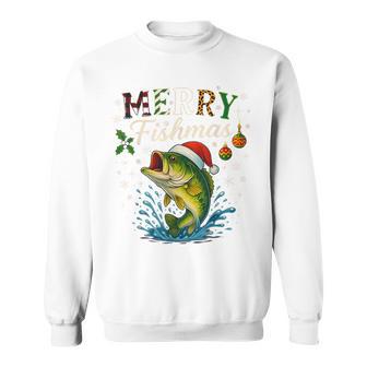 Merry Fishmas Hat Santa Fishing Merry Xmas Christmas Sweatshirt - Thegiftio UK