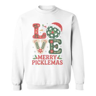 Merry Picklemas Christmas Pickleball Love Santa Hat Tri-Blend Sweatshirt - Thegiftio UK