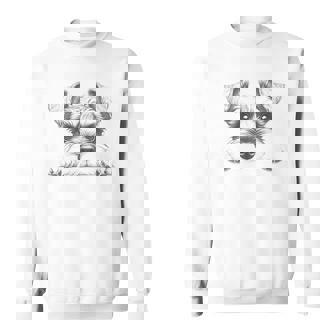 Mini Miniature Schnauzer Peeking Cute Dog Idea Sweatshirt | Mazezy