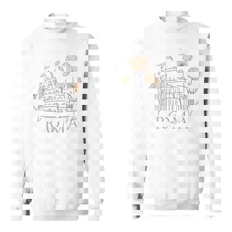 Minimalist Colosseum Line Art With Peach Poppies And Sage Sweatshirt Unisex | Mazezy