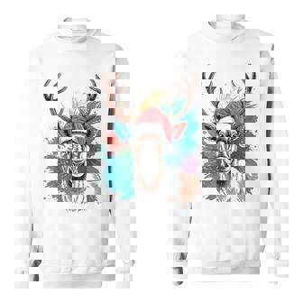 Moose Santa Hat Ugly Christmas Sweaters Pajama Sweatshirt | Seseable UK