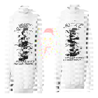 Naughty List Christmas Cat With Lights And Santa Hat Sweatshirt | Mazezy