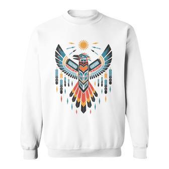 North American Tribal Thunderbird Vibrant Geometric Sweatshirt - Monsterry