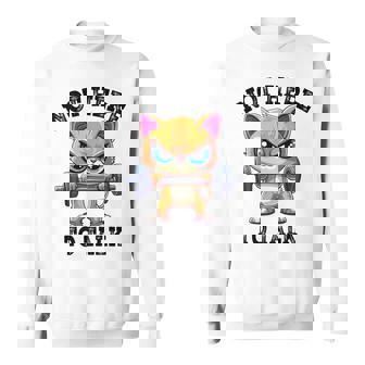 Not Here To Talk Cute Gym Cat Weightlifting Sweatshirt Unisex | Mazezy