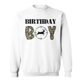 Orange Deer Hunting Birthday Camo Birthday Boy Party Sweatshirt | Seseable UK