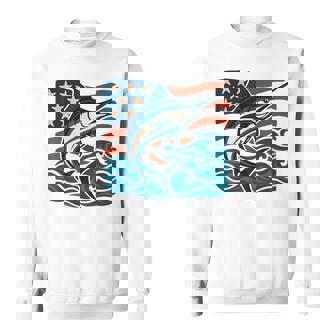 Patriotic American Flag Sports Fishing Coast Sweatshirt Unisex | Mazezy