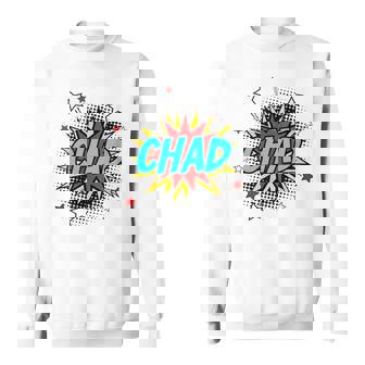 Personalized Name Comic Pop Art Superhero Chad Sweatshirt Unisex | Mazezy
