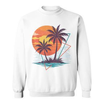 Playa Palmera Atardecer Gráfico Tropicalacaciones De Camisa de entrenamiento - Regaloses