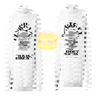 Powered By Burgers ファーストフード愛好家 面白いビーフバーガー スウェットシャツ - Kawaiitshirt