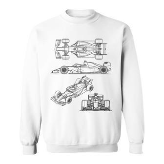 Racing Car Blueprint Motorsport Racing Diagram Sweatshirt - Monsterry