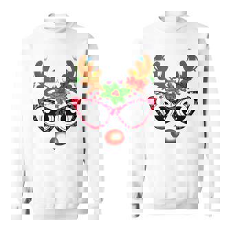 Reindeer Face Leopard Glasses Family Christmas Lights Tank Top Sweatshirt Unisex | Mazezy