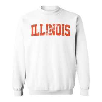 Retro Illinois Il Souvenir Vintage Illinois Orange Throwback Sweatshirt - Monsterry