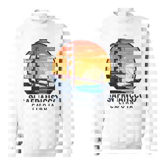 Retro Vintage Sunset Golden Gate Bridge San Francisco City Sweatshirt Unisex | Mazezy