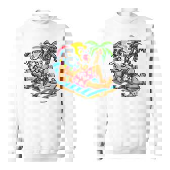 Santa Claus In Swim Trunks Christmas In July Beach Party Sweatshirt - Thegiftio