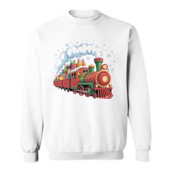 Santa Train Lights Snow Christmas Winter Holiday Tri-Blend Sweatshirt - Thegiftio UK