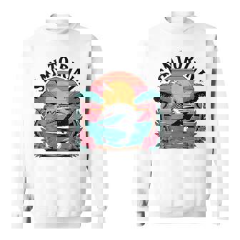 Santorini Greece Vintage Cruise Ship Sunset And Seagulls Sweatshirt Unisex | Mazezy