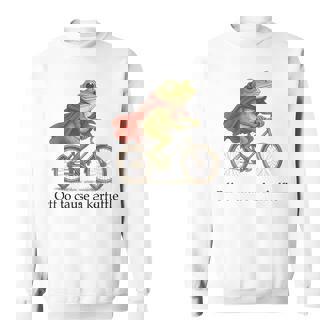 Sarcasm Frog Riding Bicycle Humor Off To Cause A Kerfuffle Sweatshirt - Seseable