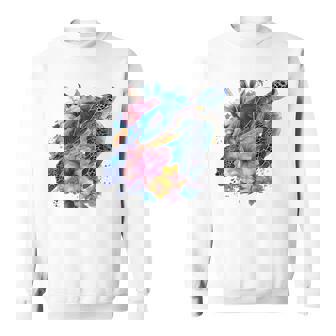 Sea Turtle Hawaiian Hibiscus Flowers Hawaii Surfer Diving Sweatshirt Unisex | Mazezy