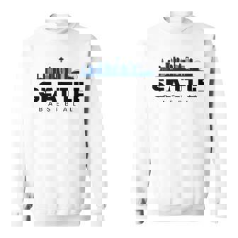 Seattle Baseball Vintage City Skyline Minimal Baseball Lover Sweatshirt | Mazezy