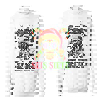 Seis Siete Christmas Skull Santa Hat Candy Cane Sweatshirt | Mazezy