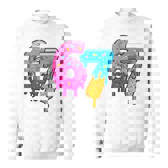Six Seven Ice Cream Drip Dripping Number 67 Sweatshirt | Mazezy