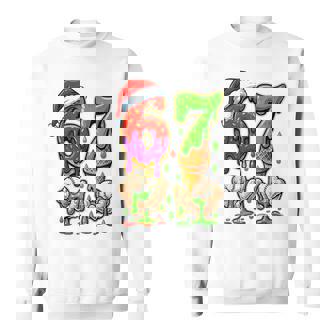 Six Seven Ice Cream Drip Sports 67 Meme Christmas Santa Hat Sweatshirt | Mazezy