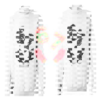 Six Seven Meme Tall Joke Christmas Santa Hands 6 7 Sweatshirt | Mazezy