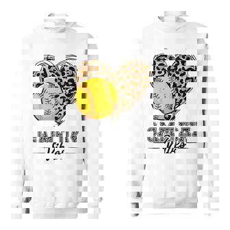 Softball Leopard Heart Graphic Fastpitch Game Day Vibes Sweatshirt - Seseable