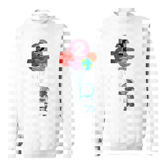 Space Birthday Holding Planets Astronaut 2nd Birthday Rocket Sweatshirt Unisex | Mazezy