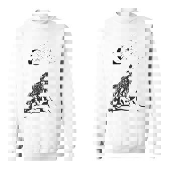 Stars Moon Astrology Wolf Mountain Landscape Graphic Sweatshirt Unisex | Mazezy