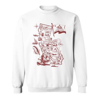 Trendy California Republic Landmarks Map Outlineintage スウェットシャツ - Kawaiitshirt