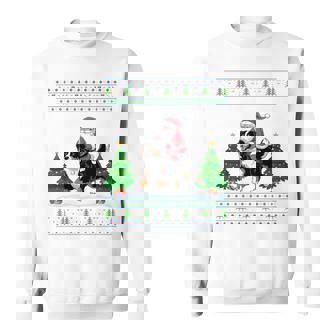 Ugly Xmas Tree Santa Riding Bernese Mountain Dog Christmas Sweatshirt | Mazezy