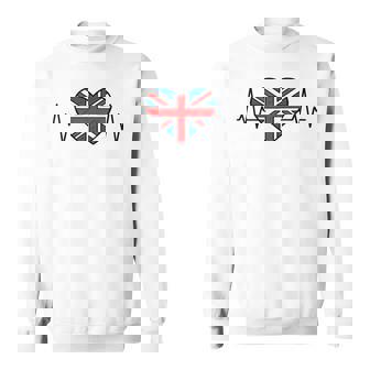 United Kingdom Heartbeat Union Jack Heart UK Pride Sweatshirt Unisex | Mazezy